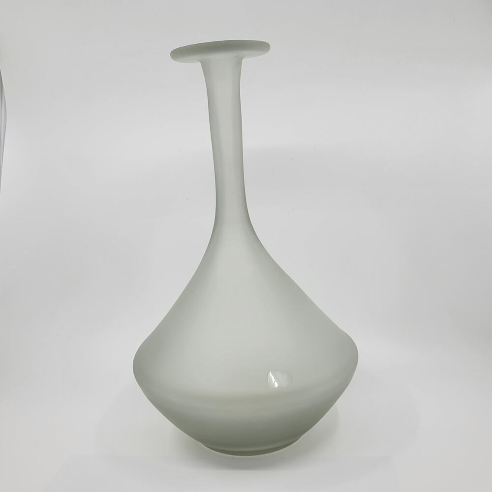 Vintage matte glass tall  decorative vase. Made in Portugal